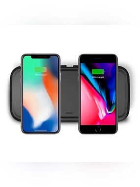 ZENS Black Dual Wireless Charging Pad iPhone + iPad + Android Phone Certified